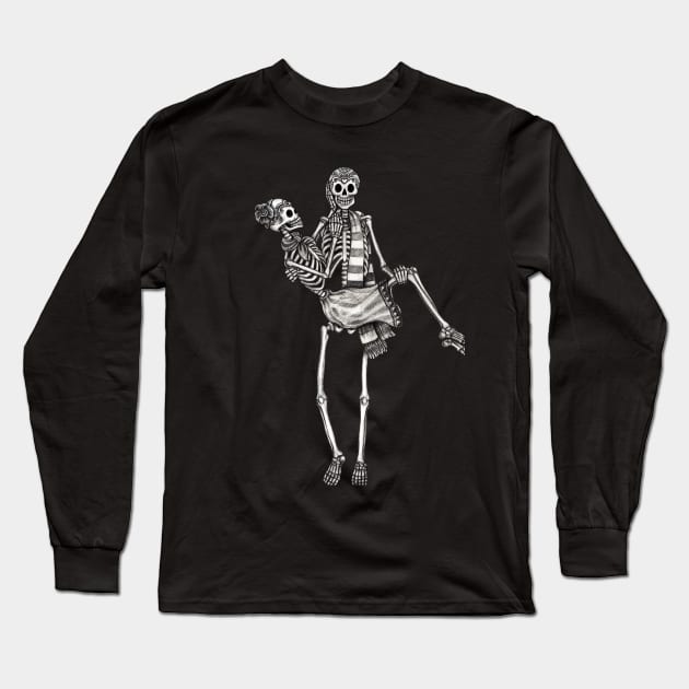 Sugar skull couple lover celebration day of the dead. Long Sleeve T-Shirt by Jiewsurreal